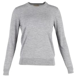 Burberry-Burberry Elbow Patch Detail Sweater in Grey Wool-Grey
