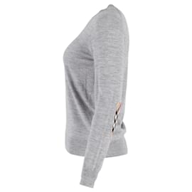 Burberry-Burberry Elbow Patch Detail Sweater in Grey Wool -Grey