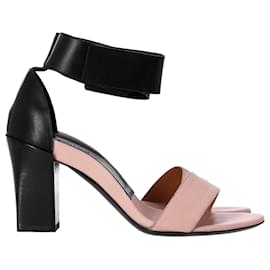 Chloé-Sandali Chloe con cinturino alla caviglia bicolore in pelle nera e rosa-Nero