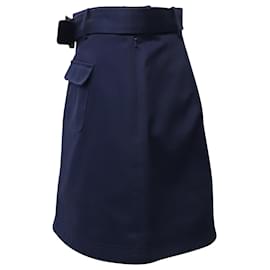 Autre Marque-Alexa Chung Patch Pocket Mini Skirt in Navy Blue Cotton-Blue