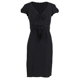 Vestido Armani Cross-Over com decote em V em viscose preta Preto