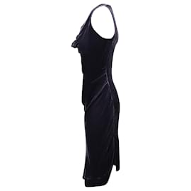 Vivienne Westwood Anglomania-Vivienne Westwood Anglomania Vestido midi de terciopelo fruncido Virginia en viscosa negra-Negro