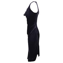 Vivienne Westwood Anglomania-Vivienne Westwood Anglomania Virginia Ruched Velvet Midi Dress in Black Viscose-Black