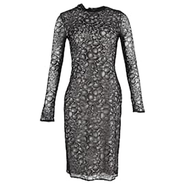 Diane Von Furstenberg-Diane Von Furstenberg Long Sleeve Lydia Dress in Black Lace Overlay -Black