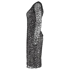 Diane Von Furstenberg-Diane Von Furstenberg Long Sleeve Lydia Dress in Black Lace Overlay-Black