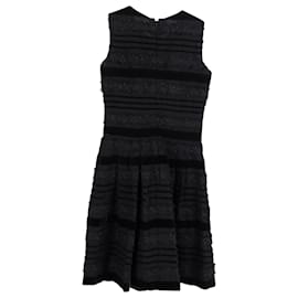 Oscar de la Renta-Oscar De La Renta Textured Sleeveless Dress in Black Recycled Wool-Black
