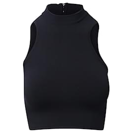 Versace-Versace Top corto con cuello halter en seda negra-Negro
