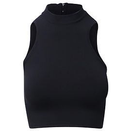 Versace Top recortado com decote halter em seda preta Preto