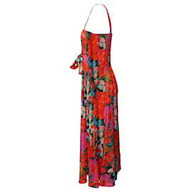 Autre Marque-Mara Hoffman Mei Lace Up Maxi Dress in Floral Print Tencell-Other