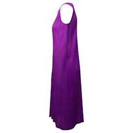 Pleats Please-Pleats Please Issey Miyake Plissé Midi Crewneck Dress in Purple Polyester-Purple
