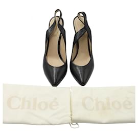 Chloé-Chloé Bombas Slingback em Couro Preto-Preto