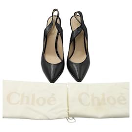 Chloé-Chloé Slingback Pumps in Black Leather-Black