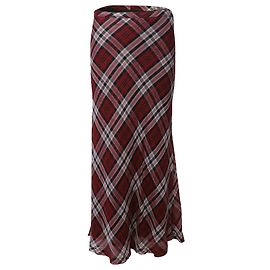 Gonna lunga scozzese Michael Kors in voile di seta rosso Rosso