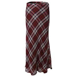 Michael Kors-Michael Kors Plaid Maxi Skirt in Red Silk-Voile-Red
