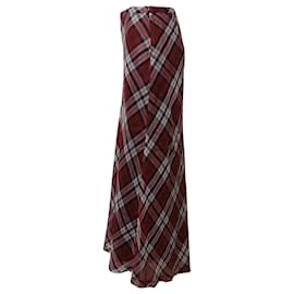 Michael Kors-Michael Kors Plaid Maxi Skirt in Red Silk-Voile -Red
