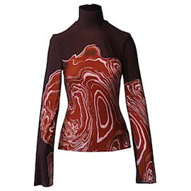 Ellery-Blusa de gola alta em jersey estampado em mármore Ellery em viscose cor de vinho-Bordeaux