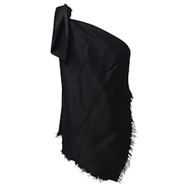 Marques Almeida-Marques Almeida One Shoulder Bow Top in Black Cotton-Black