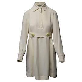 Fendi-Mini-robe quotidienne à boutonnage doublé Fendi en coton beige-Beige