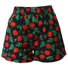Short à imprimé roses Ganni en coton noir Noir