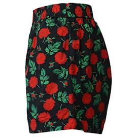 Ganni-Pantalones cortos con estampado de rosas Ganni en algodón negro-Otro