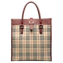 Burberry-Nova Check Leather Trimmed Handbag-Other