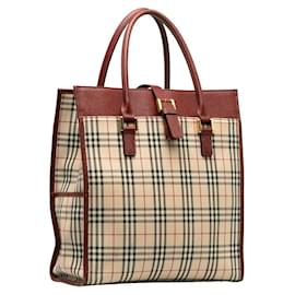 Burberry-Nova Check Leather Trimmed Handbag-Other