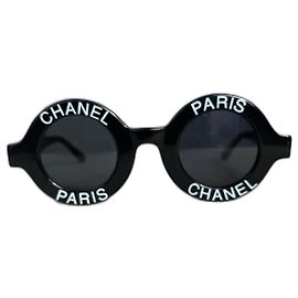 Chanel Round Sunglasses Black Plastic Black