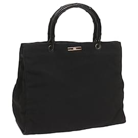 Gucci-GUCCI Bamboo Hand Bag Canvas Black 002 1010 Auth ep3620-Black