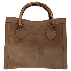 Gucci-GUCCI Bamboo Hand Bag Suede Brown 002 1095 0260 auth 68147-Brown