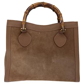 Gucci-Bolsa de Mão GUCCI Bamboo Camurça Marrom 002 1095 0260 auth 68147-Marrom