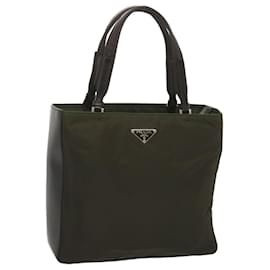Prada-PRADA Hand Bag Nylon Leather Khaki Auth 68335-Khaki