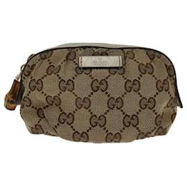 Gucci-Bolsa de bambu em lona GUCCI GG Bege 246174 Auth yk11167-Bege