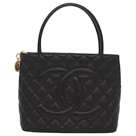 Chanel-CHANEL Standard Tote Bag Caviar Skin Black CC Auth 67624SA-Black