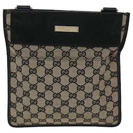 Gucci-Bolsa de ombro em lona GUCCI GG camurça bege preto autenticação 68196-Preto,Bege