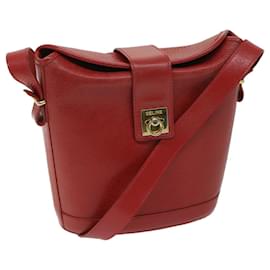 Céline-CELINE Shoulder Bag Leather Red Auth 68032-Red