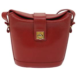 Céline-CELINE Bolso Bandolera Cuero Rojo Auth 68032-Roja