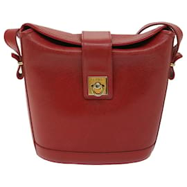 Céline-CELINE Shoulder Bag Leather Red Auth 68032-Red