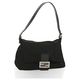 Fendi-FENDI Mamma Baguette Shoulder Bag Nylon Black Auth yk11070-Black