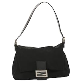 Fendi-FENDI Mamma Baguette Shoulder Bag Nylon Black Auth yk11070-Black