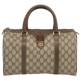 Gucci-GUCCI GG Supreme Web Sherry Line Handtasche PVC Beige Rot 40 02 007 Auth 68008-Rot,Beige