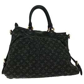 Louis Vuitton-LOUIS VUITTON Monogram Denim Neo Cabby MM Bag 2Way Black M95351 Auth yk11177-Black
