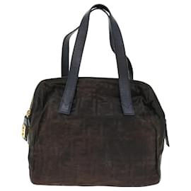 Fendi-FENDI Zucca Canvas Hand Bag Black Auth 67993-Black