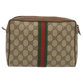 Gucci-GUCCI GG Supreme Web Sherry Line Clutch Bag PVC Beige 89 01 012 Authentifizierungs-ac2794-Beige