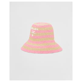 Prada-Chapéu de balde de crochê da Prada-Rosa,Bege