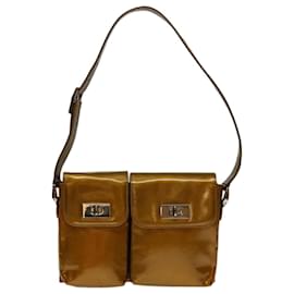 Gucci-GUCCI Shoulder Bag Patent leather Bronze 001 1817 auth 68367-Bronze