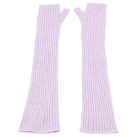 Barrie-Long cashmere gloves-Purple