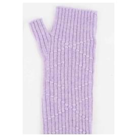 Barrie-Long cashmere gloves-Purple