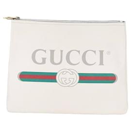 Gucci-Leather Clutch Bag-Beige