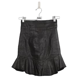 Isabel Marant-Leather Mini Skirt-Black