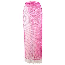 Saia envolvente enfeitada com miçangas Roberto Cavalli Rosa